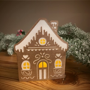 Lebkuchenhaus SVG, Lebkuchen svg, Weihnachten SVG, 3D SVG, Lebkuchendekor svg, Weihnachtsdekoration, Papierhandwerk Datei, digitaler Download