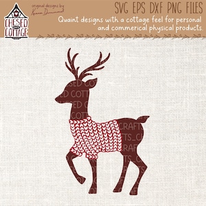 Reindeer SVG, Reindeer PNG, Deer SVG, Winter Svg, Deer with Sweater svg, Decor Svg, Deer Png, Digital Download