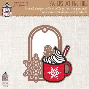 Christmas Tag SVG, Hot Cocoa SVG, Gingerbread Svg, Christmas Gift Tag SVG, Holiday Gift Tag Svg, Layered Paper Cut File, Digital Download