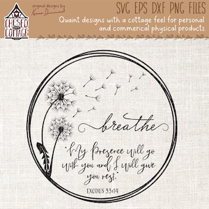 Dandelion SVG, Breathe SVG, Christian SVG, Bible Verse Svg, Floral Svg, Dandelion Png, Religious Svg, Dandelion Clipart, Digital Download