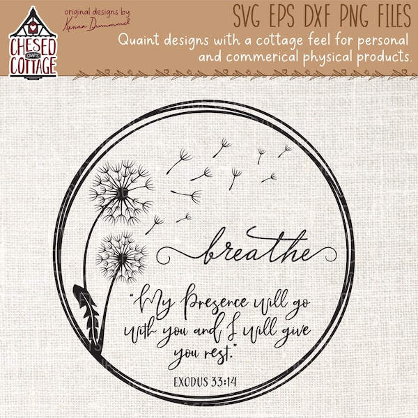 Dandelion SVG, Breathe SVG, Christian SVG, Bible Verse Svg, Floral Svg, Dandelion Png, Religious Svg, Dandelion Clipart, Digital Download