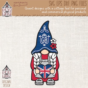 Gnomo SVG, PNG, Svg Gnomo, Svg de gnomo británico del Reino Unido, Svg de Inglaterra, Svg de gnomo de Gran Bretaña, Svg de Union Jack, Clipart de gnomo, Dxf, Descarga digital
