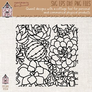 Succulent motif sans couture SVG, motif floral sans couture SVG, succulente Svg, Svg motif sans couture, motif fleur Svg, Png, téléchargement numérique