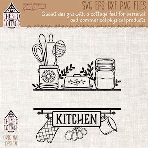 Kitchen SVG, Kitchen Split Frame SVG, Kitchen Monogram SVG, Kitchen Sign Svg, Utensils Svg, Vintage Design Svg, Png, Digital Download