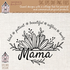 Mama SVG, Daisy SVG, Split Flower SVG, Half Flower Svg, Flower Svg, Floral Svg, Mama Shirt Svg, Daisy Png, Digital Download