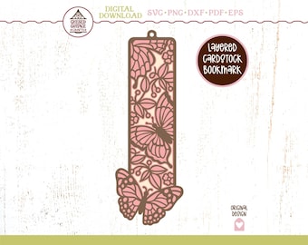 Bookmark SVG, Butterfly Bookmark SVG, Paper Cut Bookmark SVG, Layered Svg, Svg Bookmark, Bookmark Png, Eps, Dxf, Cut File, Digital Download