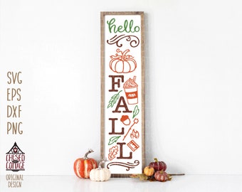 Fall Porch Leaner SVG, Hello Fall Porch Sign SVG, Fall SVG, Autumn Svg, Porch Svg, Png, Eps, Dxf, Digital Download