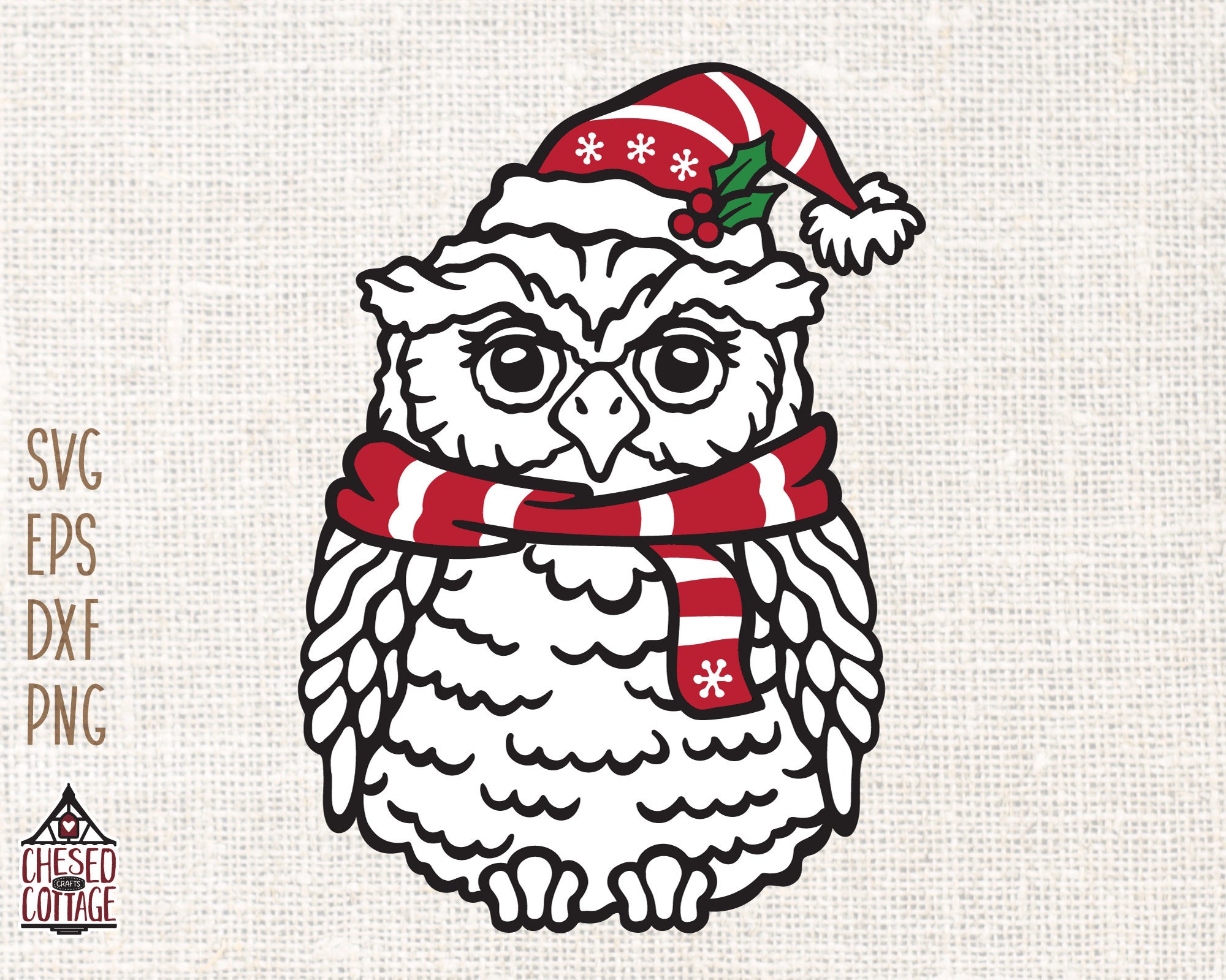 Christmas Owl SVG, Christmas SVG, Owl SVG, Png, Cute Owl, Owl Clipart, Eps, Dxf, Png, Svg, Digital D