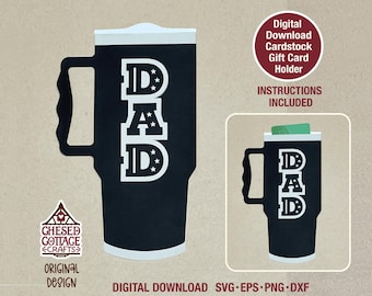 Gift Card Holder SVG, Father's Day Gift Card Holder, Thermos Gift Card Holder Cut File, Father's Day SVG, DXF, Pdf, Png, Digital Download