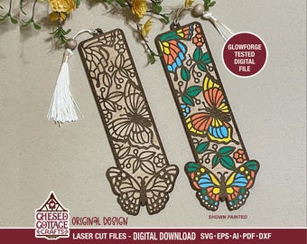 Bookmark Laser SVG, Butterfly Bookmark SVG, Laser Cut File, Butterfly Svg, Glowforge Svg, DXF File for Laser, Pdf, Ai, Eps, Digital Download