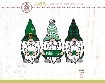 St Patricks Day SVG, St Patricks Day Gnome SVG, Three Gnomes svg, Gnome Svg, Shamrock Gnome SVG, Gnome Clipart, Digital Download