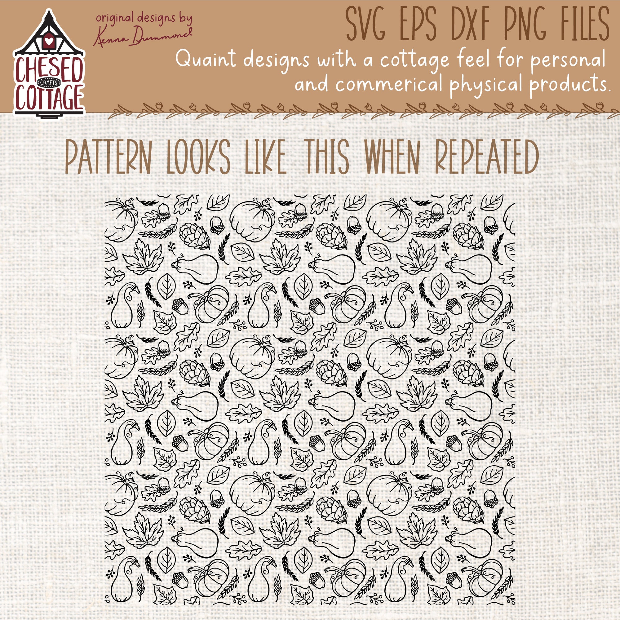 Fall Dxf Fall Seamless Pattern SVG, Fall SVG, Pumpkin Svg, Leaves SVG, Autumn ...
