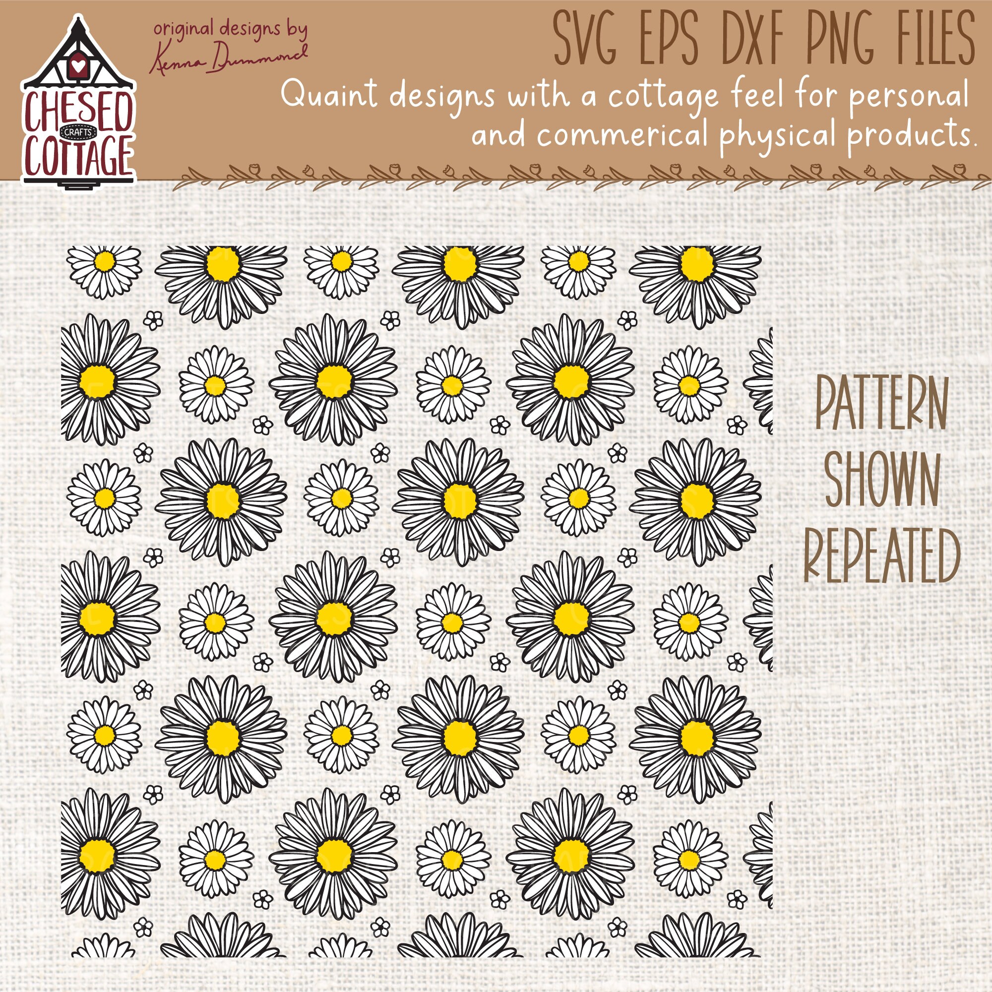 Daisy SVG, Daisy Seamless Pattern SVG, Floral Seamless Pattern SVG ...