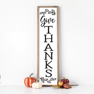 Fall Porch Leaner SVG, Give Thanks Porch Sign SVG, Fall SVG, Autumn Svg, Porch Svg, Png, Eps, Dxf, Digital Download