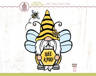Bee Gnome SVG, Gnome SVG, Bee Kind Svg, Bee Svg, Gnome Png, Be Kind Svg, Bee Gnome Clipart, Svg Gnome, Digital Download