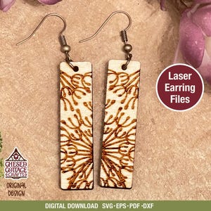 Laser Earrings SVG, Earring SVG, Dandelion Earrings SVG, Laser Cut File, Floral Earring Svg, Glowforge Svg, Laser Dxf, Pdf, Digital Download