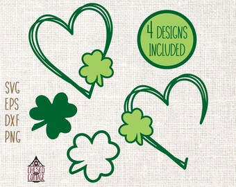 St Patricks Day SVG, Shamrock SVG, Shamrock Heart SVG, Shamrock Png, Saint Patricks Day Cut File, Svg Bundle, Dxf, Eps, Digital Download