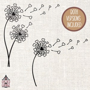 Heart Dandelion Svg, Dandelion SVG, Floral SVG, Dandelion Bundle SVG, Flower Svg, Dandelion Clipart, Wild Flower, Png, Digital Download