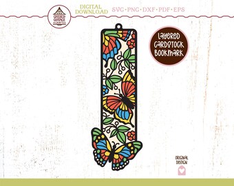 Butterfly Bookmark SVG: Layered Paper Cut File (Digital Download)