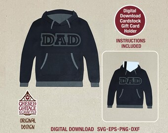 Gift Card Holder SVG, Father's Day Gift Card Holder, Hoodie Gift Card Holder Cut File, Father's Day SVG, DXF, Pdf, Png, Digital Download