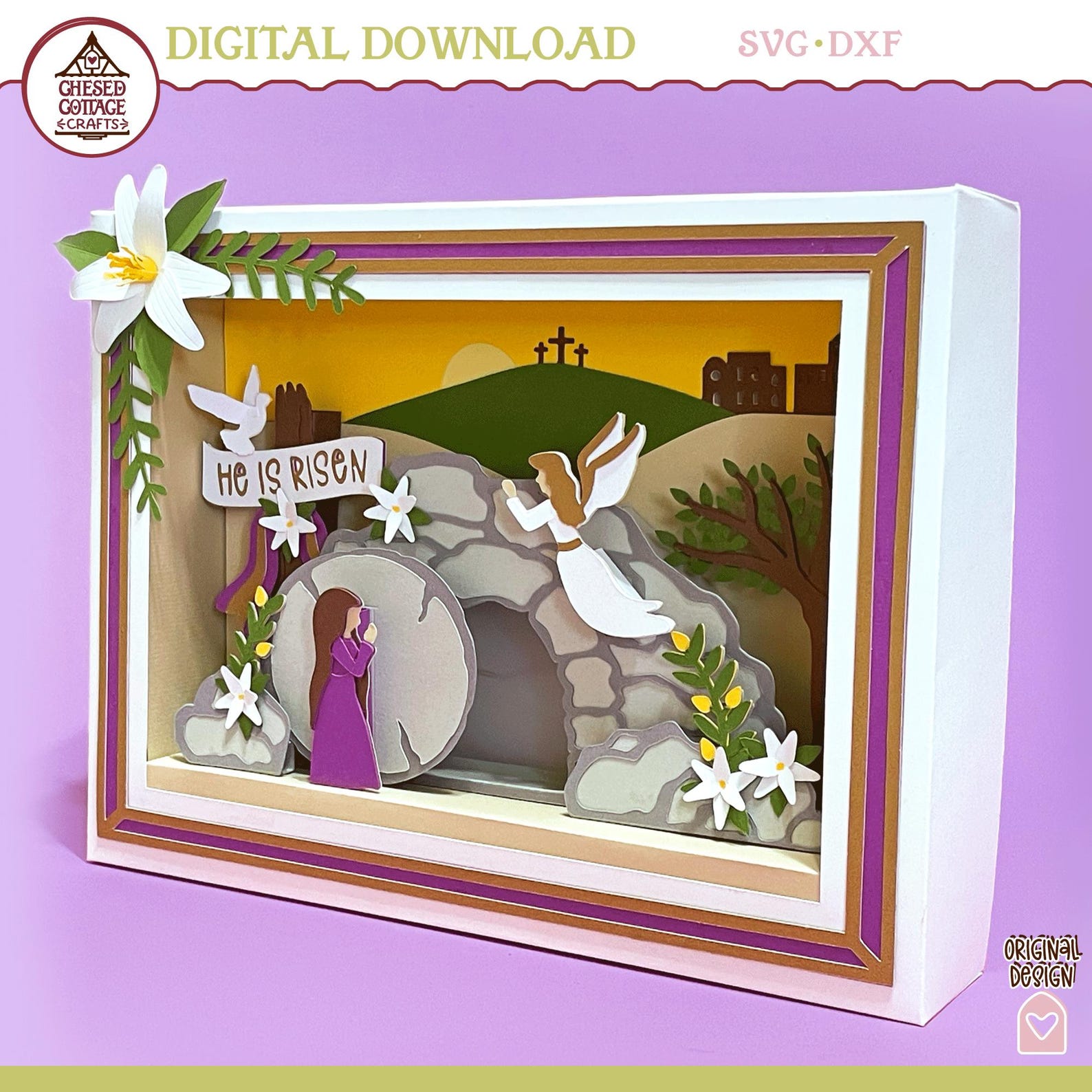 3D Shadow Box SVG, Easter Resurrection, Paper Craft File, Card Stock ...