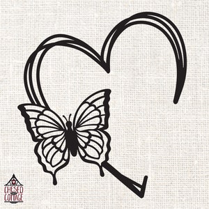 Vlinder hart SVG, hart SVG, monogram hart SVG, open hart Svg, bruiloft hart Svg, monogram Svg, vlinder Svg, png, digitale download