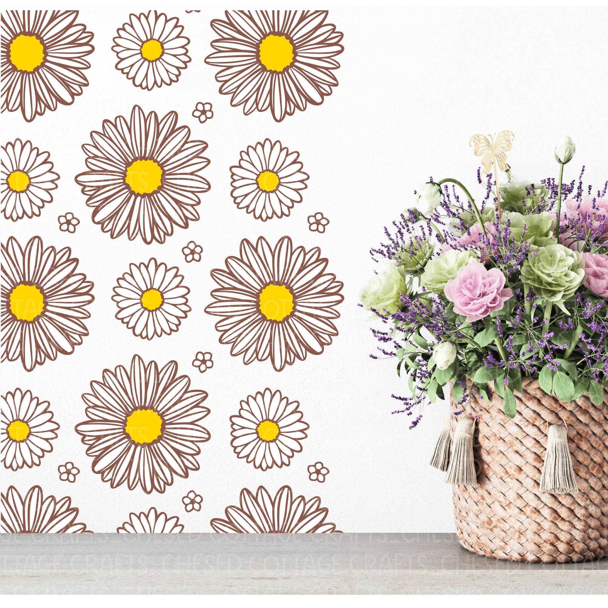 Daisy SVG, Daisy Seamless Pattern SVG, Floral Seamless Pattern SVG ...