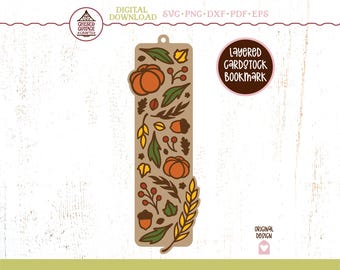 Bookmark SVG, Fall SVG, Paper Cut Bookmark SVG, Layered Svg, Autumn Svg, Svg Fall, Fall Png, Bookmark Eps, Dxf, Cut File, Digital Download