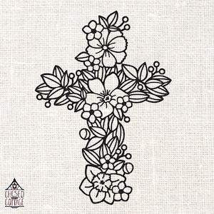Cross SVG, Floral Cross SVG, Christian Cross SVG, Flower Cross Svg, Faith Svg, Christian Svg, Cross Png, Floral Cross Png, Digital Download