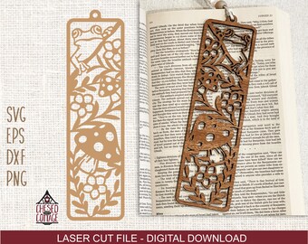 Bookmark SVG, Laser Cut Bookmark SVG, Bookmark Cut File, Cottagecore Svg, Glowforge Bookmark Files, Png, Eps, Dxf, Digital Download