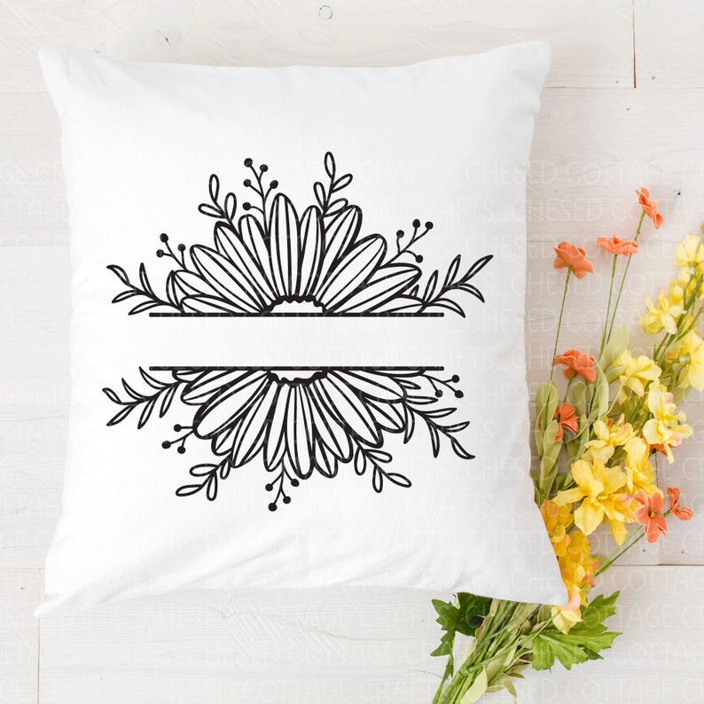 Split Monogram Daisy Daisy Split Monogram SVG, Monogram SVG, Daisy Svg, Split Flower Svg ...