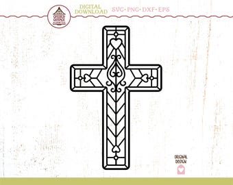 Elegant Cross SVG: Christian Faith, Hearts Design (Digital Download)