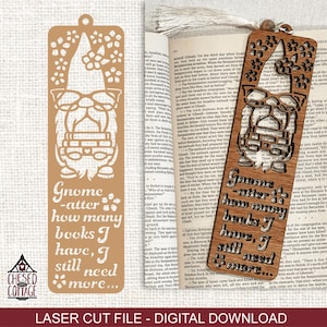 Bookmark SVG, Laser Cut Bookmark SVG, Bookmark Cut File, Gnome Svg, Glowforge Bookmark Files, Png, Eps, Dxf, Digital Download