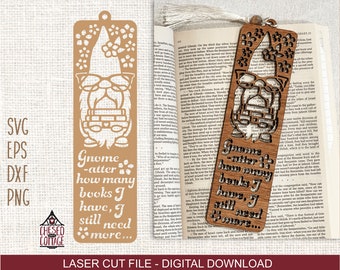 Bookmark SVG, Laser Cut Bookmark SVG, Bookmark Cut File, Gnome Svg, Glowforge Bookmark Files, Png, Eps, Dxf, Digital Download