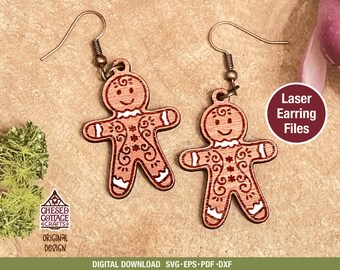 Gingerbread Man Christmas Earrings SVG Laser Cut File (Digital Download