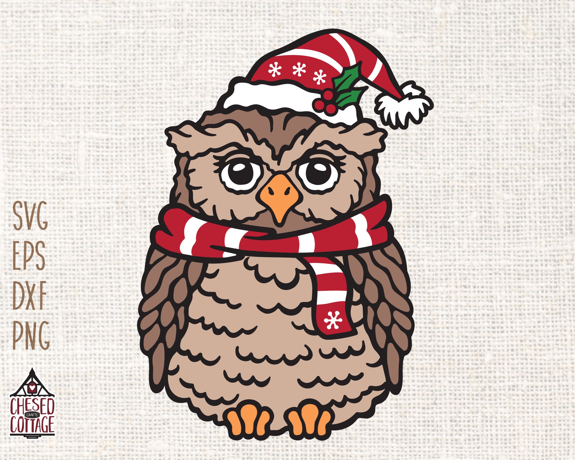 Christmas Owl SVG, Christmas SVG, Owl SVG, Png, Cute Owl, Owl Clipart, Eps, Dxf, Png, Svg, Digital D