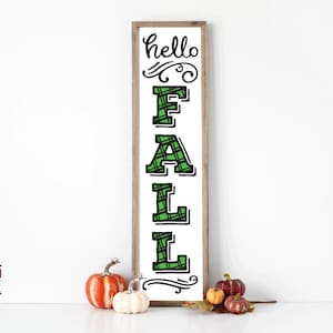 Fall Porch Leaner SVG, Hello Fall Plaid Porch Sign SVG, Fall SVG, Autumn Svg, Porch Svg, Png, Eps, Dxf, Digital Download