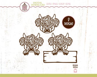 Highland Cow SVG Bundle, Farm Animal Graphic (Digital Download)