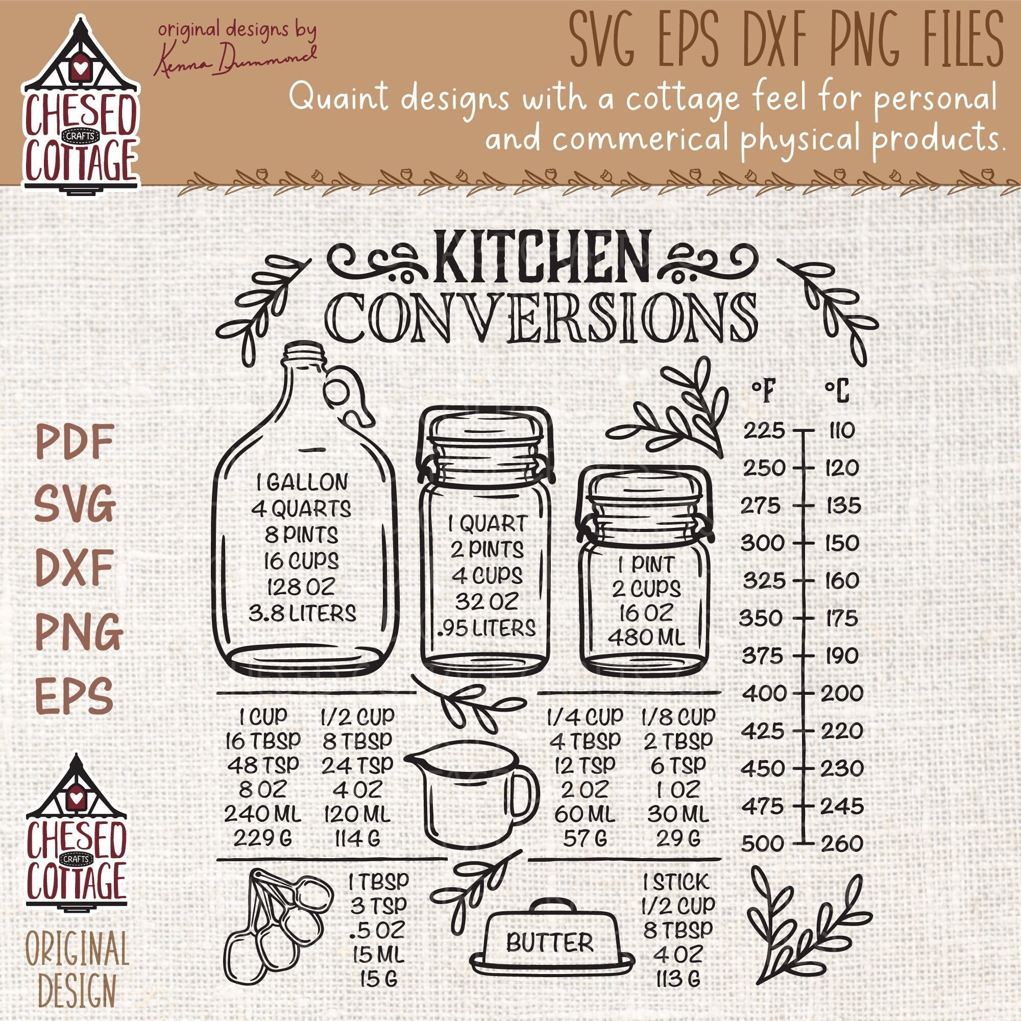 Measuring Cup Conversion Chart Kitchen Sign – Rusticly Inspired Signs