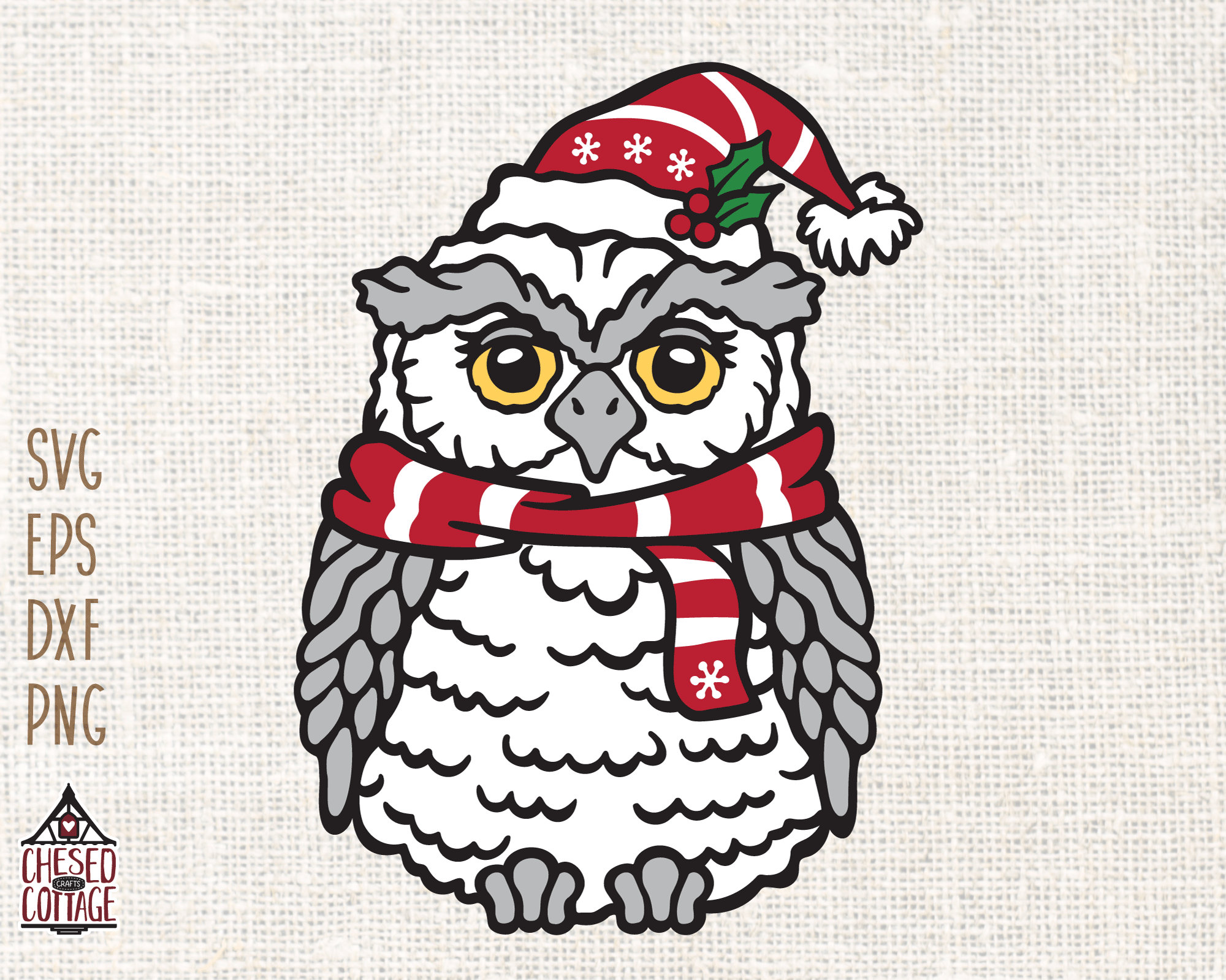 Christmas Owl SVG, Christmas SVG, Owl SVG, Png, Cute Owl, Owl Clipart, Eps, Dxf, Png, Svg, Digital D
