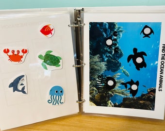 Juego de emparejar animales, hojas de trabajo de libros ocupados imprimibles, actividad educativa para educación en el hogar, guardería, prekínder y jardín de infantes