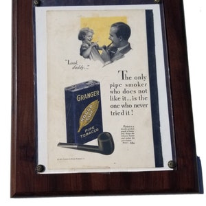 Vintage 1932 Granger Tobacco Pipe Ad Framed Print - Solid Wood