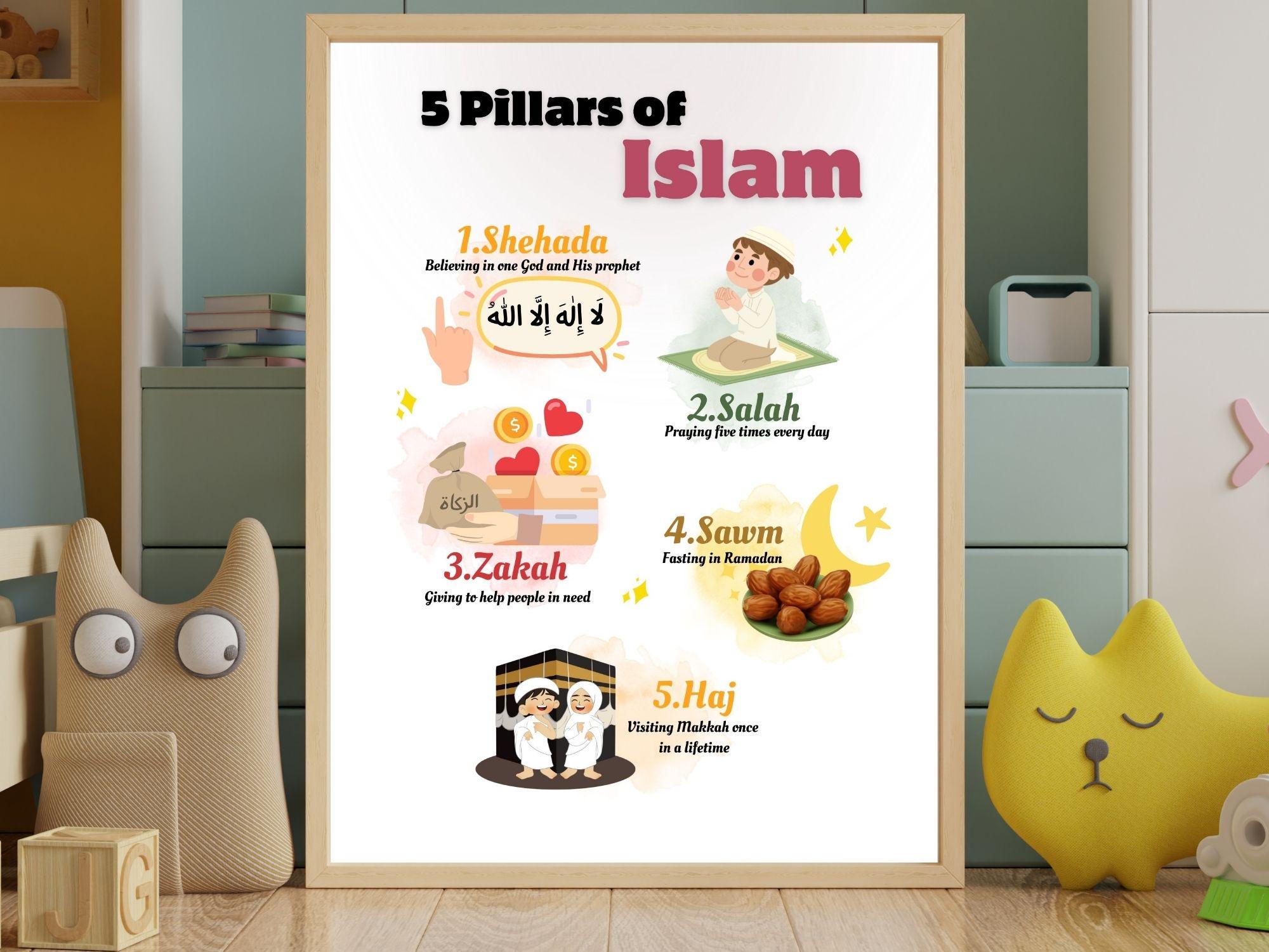 5 Pillars of Islam Poster: Kids' Muslim Educational Wall Art (digital ...