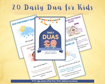 Tarjetas didácticas de duas diarias para niños / Tarjetas de rutinas islámicas paso a paso para edades de 4 a 10 años (PDF imprimible)