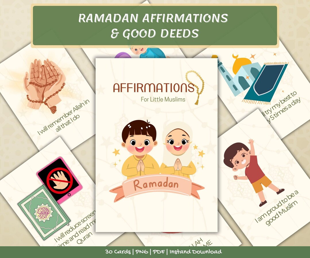 Printable Affirmation Cards for Kids | Islamic Good Deeds & Positive ...