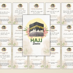 Cartões de Hajj Duas para impressão | Súplicas islâmicas para Hajj e Umrah | A4 | Carta dos EUA | PNG + JPEG | Itens essenciais para viagens muçulmanas