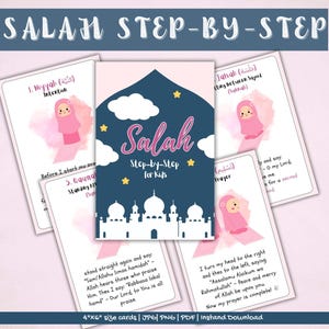 Salah stap-voor-stap voor kinderen | Islamitische gebedsgids | Moslim afdrukbare voor kinderen | A4-pdf-bestand | Digitale download