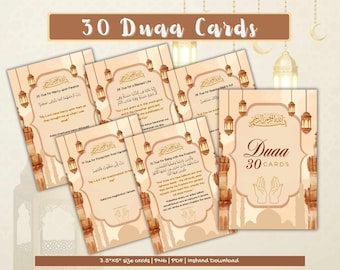 Quranic Dua Cards: 30 Muslim Supplications, Arabic & English (Digital Download)