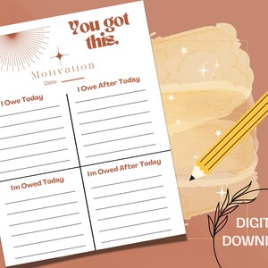 Lista de tareas diarias por hacer PDF imprimible / Motivación / Organizar tareas / Tamaño carta