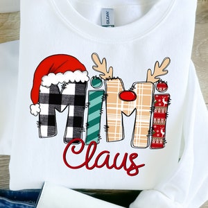 Sudadera Mimi Claus, Camisa de Navidad Mimi, Camisa Mimi Claus, Camisa de Navidad de la abuela, Regalo de Navidad de la abuela, Camisas de cuello redondo de Navidad